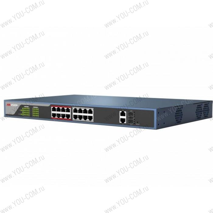 Неуправляемый PoE-коммутатор Hikvision DS-3E0318P-E(B) STN экран 128х64; хранилище: 3000 карт, 10000 событий; механическая клавиатура; uplink интерфейс: TCP/IP; тревожные вход/выход 2/2; DC12В; 3Вт; -20 °C...+65°C; размер 126.59