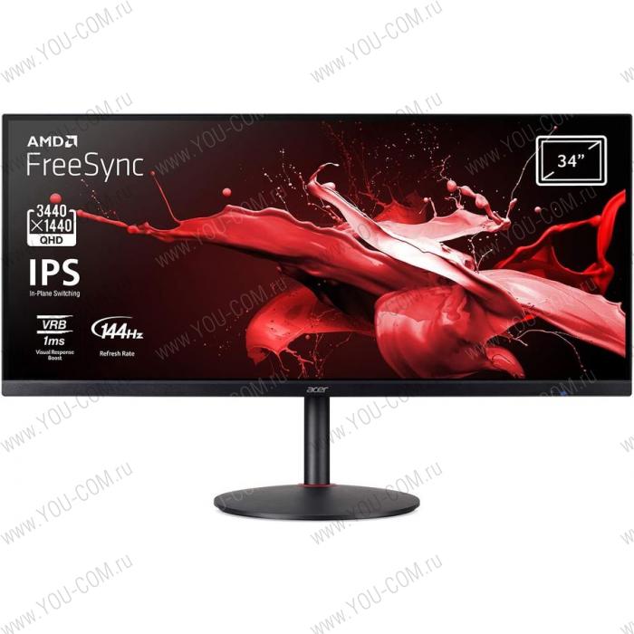 Монитор 34"  ACER Nitro XV340CKPbmiipphzx IPS, HDR Ready, 3440x1440,144Hz, 1ms , 178/178,250nits, 1000:1 ,2xHDMI+2xDP(1.4)+Audio out+USB3.0(1up 2down)+ колонки3W,FreeSync,Black