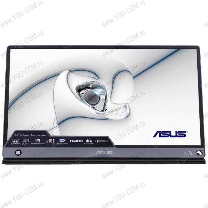 Монитор ASUS 15.6" MB16AMT Touch IPS USB-Portable Monitor, 1920x1080, 5ms, 250cd/m2, 700:1, 178°/178°, Micro HDMI, USB-C, 60Hz, колонки, ZenScreen pen, SmartCase, Compatible Thunderbolt 3, DarkGray, 90LM04S0-