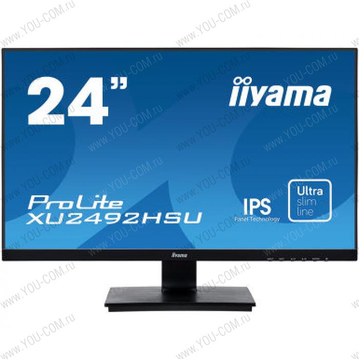 Монитор 23,8" Iiyama XU2492HSU-B1 1920x1080@75Гц IPS LED 16:9 4ms VGA HDMI DP 2*USB 2.0 5M:1 1000:1 178/178 250cd Tilt Speakers Black