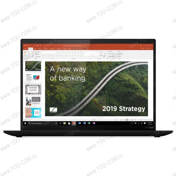 Ноутбук Lenovo ThinkPad X1 Nano Gen 1 20UN005MRT, 13" 2K (2160x1350) IPS AG 450N, i7-1160G7 2.1G, 16GB LP4X 4266, 512GB SSD M.2, Intel Iris Xe, WiFi 6, BT, NoWWAN, FPR, IR Cam, 6cell 48Wh, 65W USB-C, Win 10 Pro, 3Y CI, 0.9kg, 