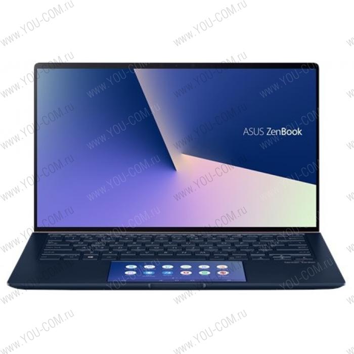 Ноутбук ASUS Zenbook 14 UX434FQ-AI116T Core i7-10510U/16Gb/1Tb SSD/Nvidia MX350 2Gb/14,0 FHD Touch 1920x1080 Glare/WiFi/BT/ScreenPad 2.0/Windows 10 Home/1.26Kg/Royal Blue/ScreenPad 2.0/Sleeve+RG45 USB cable