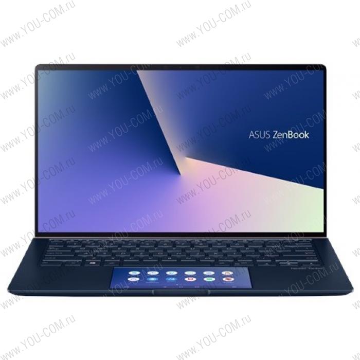 Ноутбук ASUS Zenbook 14 UX434FQ-A5037T Core i7-10510U/16Gb/1Tb SSD/Nvidia MX350 2Gb/14,0 FHD 1920x1080 AG/WiFi/BT/HD IR/Windows 10 Home/1.26Kg/Royal Blue/ScreenPad 2.0/Sleeve+RG45 Gigabit to USB cable