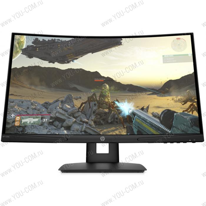 Монитор HP 24"  X24c R1500 CURVED VA LED,16:9, 1920x1080, 4ms, 300 cd/m2, 178°/178°, 3000M:1, 144Hz, HDMI, DisplayPort , AMD FreeSync