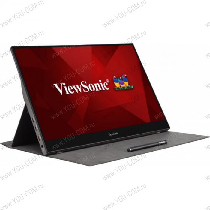 Монитор Viewsonic 15.6" TD1655 Touch IPS USB-Portable Monitor, 1920x1080, 6ms, 250cd/m2, 800:1, 178°/178°, Mini-HDMI, 2*USB-C, 60Hz, колонки, Tilt, Touch-pen, Protect cover, Silver