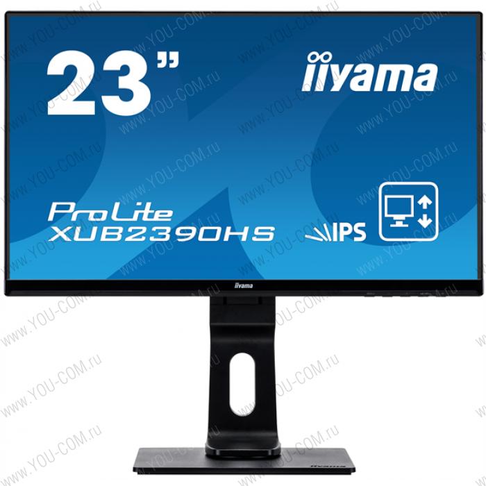 23" Iiyama ProLite XUB2390HS-B1 1920x1080 AH-IPS LED 16:9 4ms VGA DVI HDMI 5M:1 1000:1 178/178 250cd HAS Pivot Tilt Swivel Speakers Black