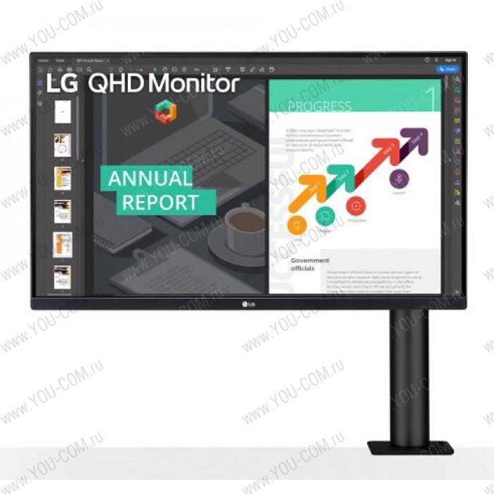 Монитор LG 27" 27QN880-B IPS LED, 2560x1440, 5ms, 178°/178°, 350cd/m2, 1000:1 (Mega DCR), 2*HDMI, DP, USB-C, 75Hz, AMD FreeSync, HDR10, эргономич. подставка с C-зажимом, Black