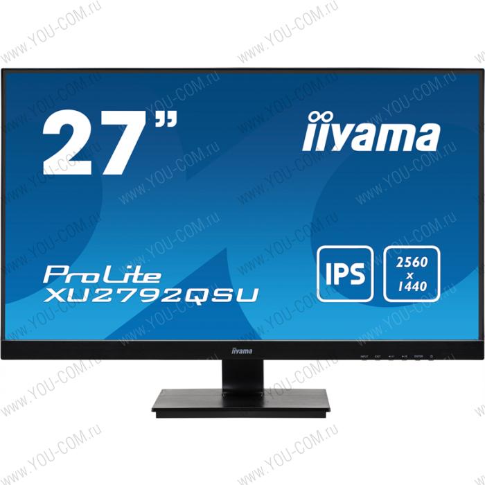 Монитор 27" Iiyama ProLite XU2792QSU-B1 2560x1440@70Гц IPS LED 16:9 5ms DVI HDMI DP 2*USB3.0 80M:1 1000:1 178/178 350cd Tilt 2*Speakers 2Вт Black