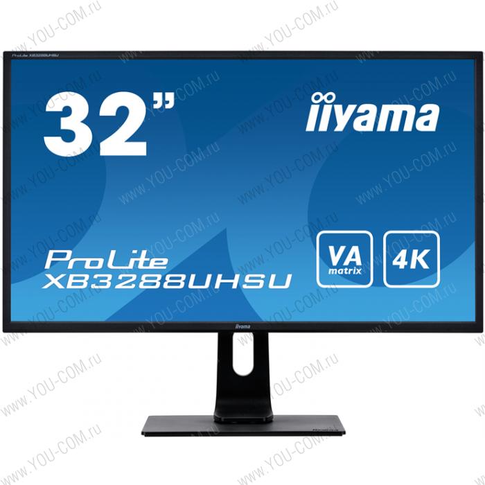 Монитор 31,5 Iiyama ProLite XB3288UHSU-1 3840x2160@60Гц VA LED 16:9 3ms DVI HDMI DP 80M:1 3000:1 178/178 300cd HAS Tilt Swivel Speakers Black
