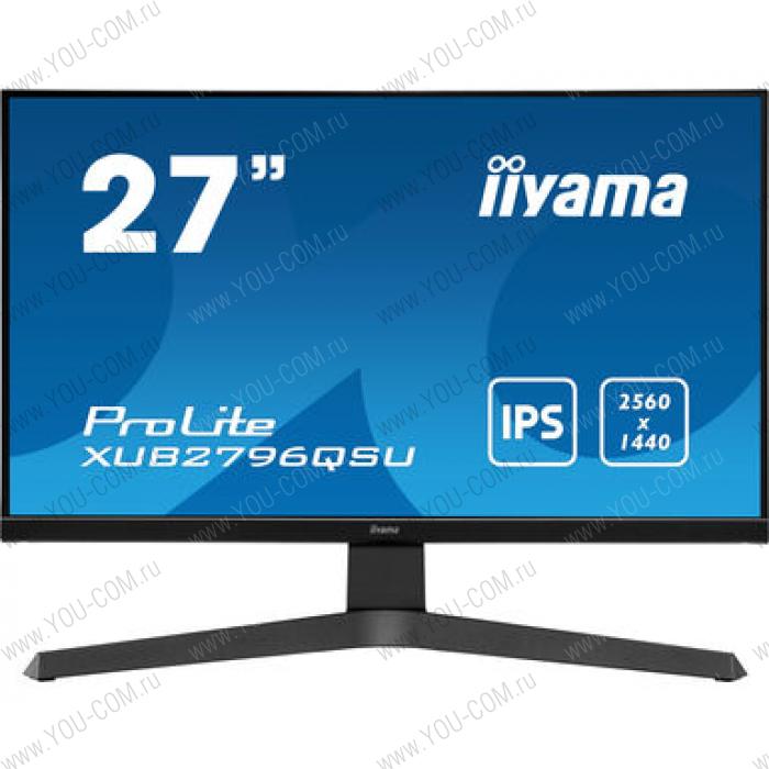 Монитор 27" Iiyama ProLite XUB2796QSU-B1 2560x1440@75Гц IPS LED 16:9 1ms HDMI DP 2*USB2.0 80M:1 1000:1 178/178 250cd HAS Pivot Tilt Swivel Speakers Black