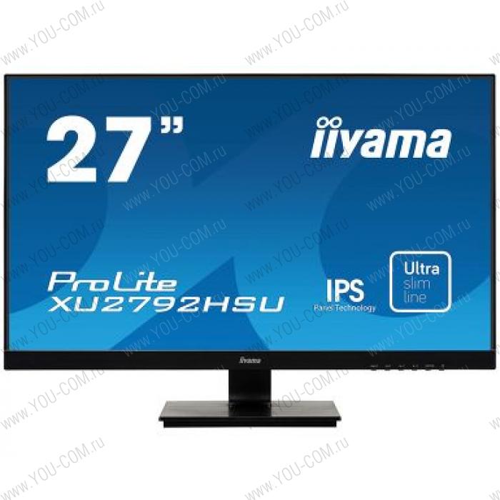 Монитор 27" Iiyama ProLite XU2792HSU-B1 1920x1080@75Гц IPS LED 16:9 4ms VGA HDMI DP 2*USB2.0 80M:1 1000:1 178/178 250cd Tilt Speakers Black