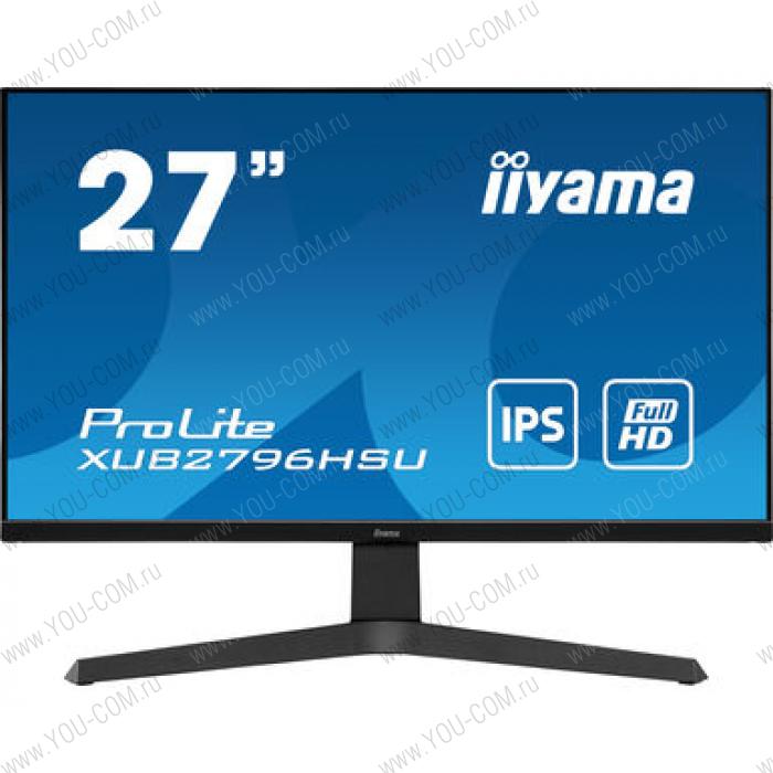 Монитор 27" Iiyama ProLite XUB2796HSU-B1 1920x1080@75Гц IPS LED 16:9 1ms HDMI DP 2*USB2.0 80M:1 1000:1 178/178 250cd HAS Pivot Tilt Swivel Speakers Black