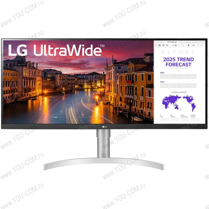 Монитор LG 34" 34WN650-W IPS LED, 2560x1080, 5ms, 500cd/m2, 1000:1 (Mega DCR), 178°/178°, 2*HDMI, DP, HDR 400, колонки, AMD Freesync, 75Hz, Tilt, HAS, VESA, Silver-White