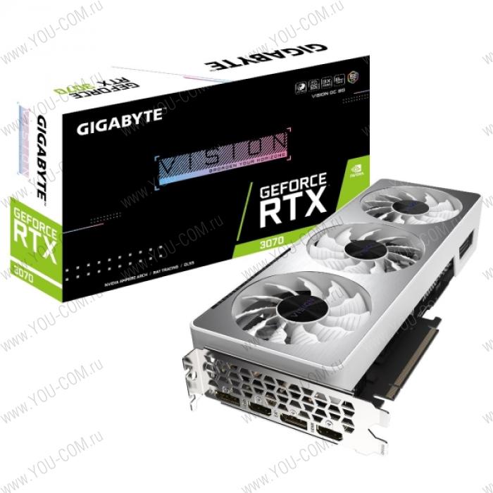 Видеокарта GIGABYTE GV-N3070VISION OC-8GD nVidia RTX 3070 <8Gb, 256bit, GDDR6, GPU/Mem: (1500-1815) / 14000 MHz, 2xHDMI+							