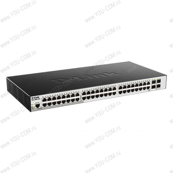 Коммутатор D-Link DGS-3000-52X/B2A,L2 Managed Switch with 48 10/100/1000Base-T ports and 4 10GBase-X SFP+ ports.16K Mac address, 802.3x Flow Control, 4K of 802.1Q VLAN, VLAN Trunking, 802.1p Priority Queues, T