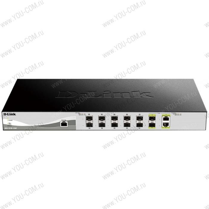 Коммутатор D-Link DXS-1210-12SC/A3A, PROJ L2+ Smart Switch with 10 10GBase-X SFP+ ports and 2 10GBase-T/SFP+ combo-ports.16K Mac address, 240Gbps switching capacity, 802.3x Flow Control, 802.3ad Link Aggregatio