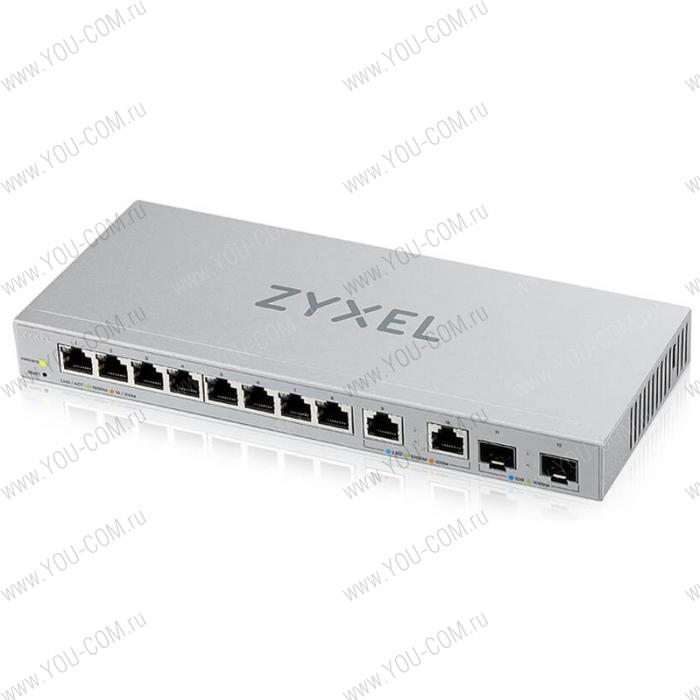 Мультигигабитный Smart L2 коммутатор Zyxel XGS1210-12, 8xGE, 2x1/2,5GE, 2xSFP+, настольный, бесшумный