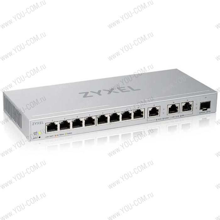 Smart L2 коммутатор Zyxel XGS1250-12, 8xGE, 3x1/2,5/5/10G, 1xSFP+, настольный