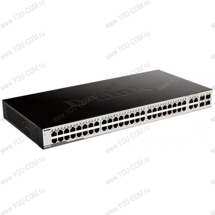 Коммутатор D-Link DGS-1052/A2A, L2 Unmanaged Switch with 48 10/100/1000Base-T and 4 100/1000Base-T/SFP combo-ports. 16K Mac address, 802.3x Flow Control, Auto MDI/MDI-X, 802.1p QoS, D-Link Green technology, Me