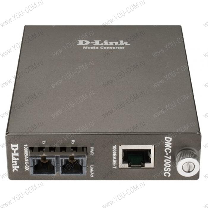 Медиаконвертер D-Link DMC-700SC/B9A, Media Converter with 1 1000Base-T port and 1 1000Base-SX port.Up to 550m, multi-mode Fiber, SC connector, Jumbo frame, Transmitting and Receiving wavelength: 850nm.