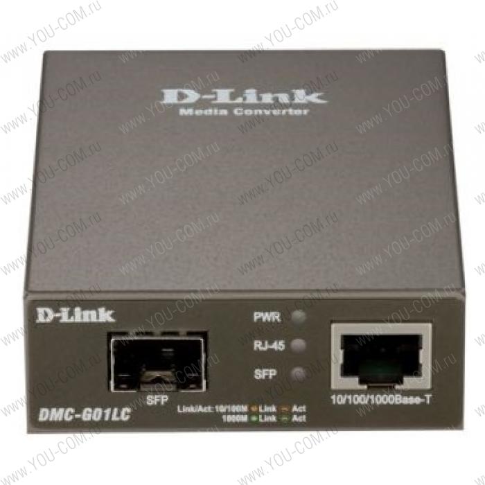 Конвертер D-Link DMC-G01LC/C1A, Media Converter with 1 100/1000Base-T port and 1 100/1000Base-X SFP port.