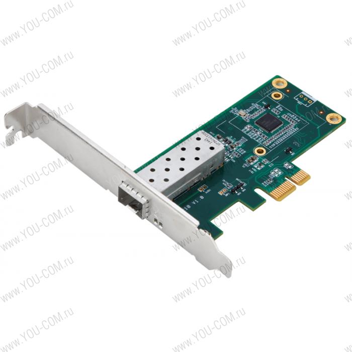 Сетевая карта D-Link DGE-560SX/D1A, PCI-Express Network Adapter with 1 1000Base-X SFP port.802.1Q VLAN, 802.3x Flow Control, IEEE 802.3az Energy-Efficient Ethernet, Jumbo frame 9.5K, 802.1p QoS, Microsoft Windows