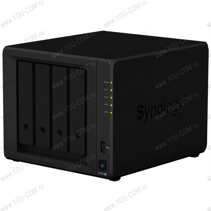 СХД Synology DS920+ QC2GhzCPU/4Gb(upto8)/RAID0,1,10,5,6/up to 4hot plug HDDs SATA(3,5' or 2,5')(up to 9 with DX517)/2xUSB3.0/2GigEth/iSCSI/2xIPcam(up to 40)/1xPS/3YW (repl DS918+)