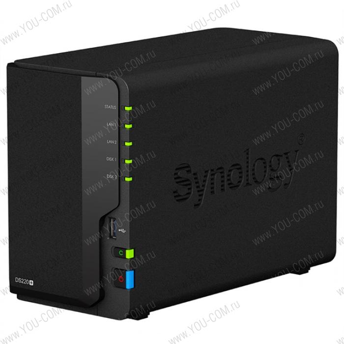 СХД Synology  DC 2,0GhzCPU/2GB(upto6)/RAID0,1/up to 2HDDs SATA(3,5' 2,5')/2xUSB3.0/2GigEth/iSCSI/2xIPcam(up to 25)/1xPS /2YW (repl DS218+)
