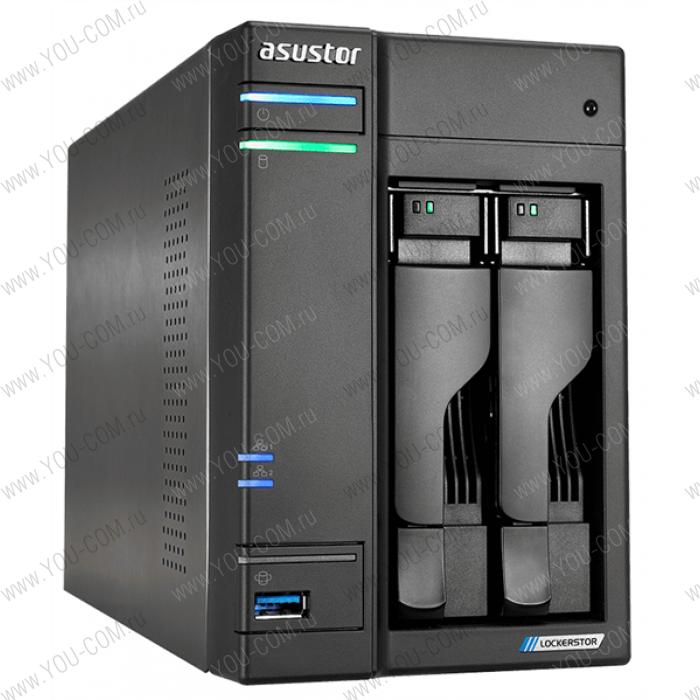 ASUSTOR AS6602T 2-Bay NAS/Media player/Intel Celeron J4125 2.0GHz up to 2.7GHz (Dual-Core ), 4GB SO-DIMM DDR4, noHDD(HDD,SSD),/2x1GbE(LAN)/3xUSB3.2,HDMI ; 90IX01F0-BW3S10