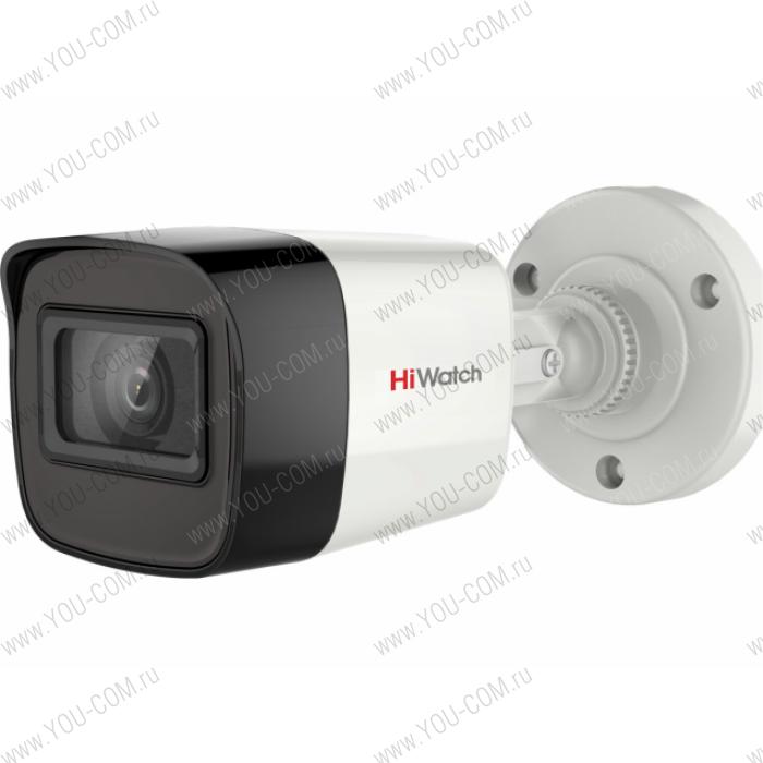 2Мп уличная цилиндрическая HD-TVI камера DS-T200A (6 mm) с EXIR-подсветкой до 30м и встроенным микрофоном (AoC) 1/2.7"" CMOS матрица; объектив 6мм; угол обзора 51,9°; механический ИК-фильтр; 0.01 Лк@F1.2; OSD, DWDR, BLC, DNR; HLC Smart ИК; видеовыход: 1 х HD-TVI/AHD/CVI/CVBS; аудио по коаксиальному кабелю (AoC); IP66; -40°С до +60°С; 12В DC±15%, 3,7Вт макс.