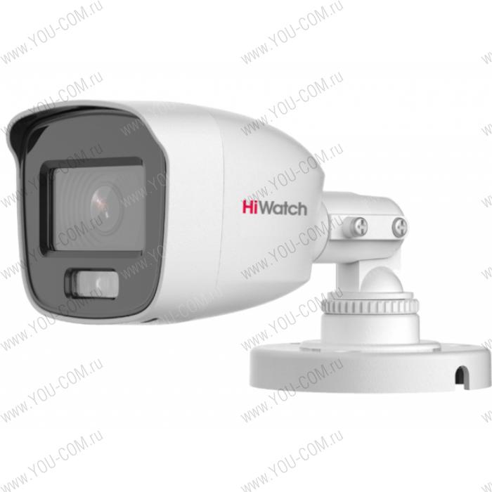 2Мп уличная цилиндрическая HD-TVI камера DS-T200L (2.8 mm) с LED-подсветкой до 20м и технологией ColorVu 1/3"" CMOS матрица; объектив 2.8мм; угол обзора 102°; механический ИК-фильтр; 0.001 Лк@F1.0; DWDR, HLC, 3D DNR; LED; видеовыход: 1 х HD-TVI/AHD/CVI/CVBS; IP66; -40°С до +60°С; 12В DC±25%, 2,4Вт макс.