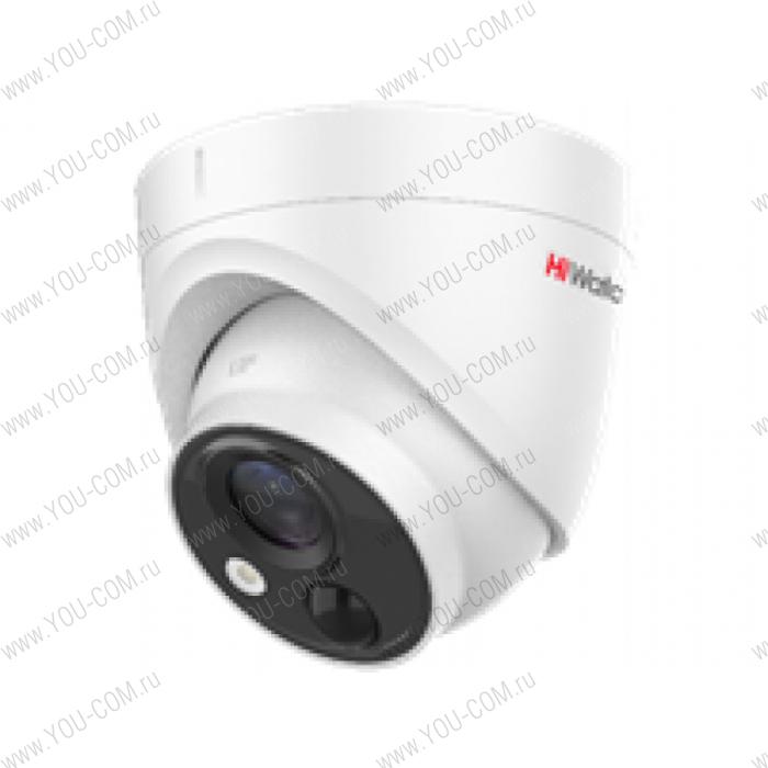5Мп уличная купольная HD-TVI камера DS-T513(B) (2.8 mm) с EXIR-подсветкой до 20м и PIR                                                                      1/2,5'' CMOS матрица; объектив 2.8мм; угол обзора 85.5°; механический ИК-фильтр; 0.01лк @F1.2; OSD-меню, DWDR, 2D DNR, HLC, BLC, Smart ИК, PIR-датчик (110° x 11м)*; световая сигнализация, выход "сухой контакт"; видеовыход: 1 х HD-TVI; IP67, -40°С до +60°С; 12В DC±25%, 3,5Вт макс.