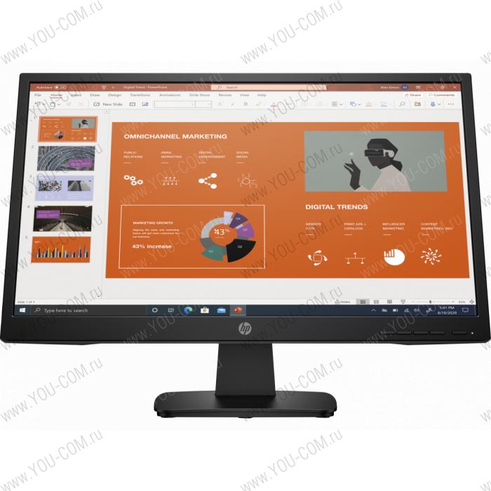 Монитор HP P22va G4 Monitor 1920x1080, 16:9, VA, 250 cd/m2, 1200:1, 7ms, 178°/178°, VGA, HDMI, tilt, swivel, 60 Hz, Black