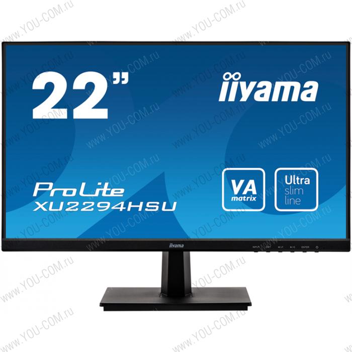 Монитор Iiyama 22"  CU34P2A VA LED,16:9, 1920x1080, 4ms, 250 cd/m2, 178°/178°, 3000M:1, 75Hz, HDMI, DisplayPort , USB , VGA,VESA, Flicker-Free,динамики