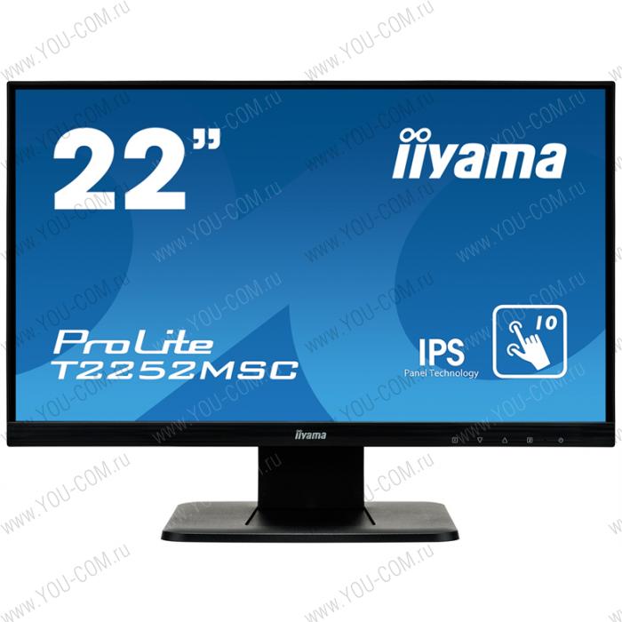 Монитор 21,5" Iiyama ProLite T2252MSC-B1 1920х1080 IPS W-LED 16:9 SmoothTouch 7ms VGA DVI-D HDMI 5M:1 1000:1 178/178 250cd Tilt HAS Speakers Black