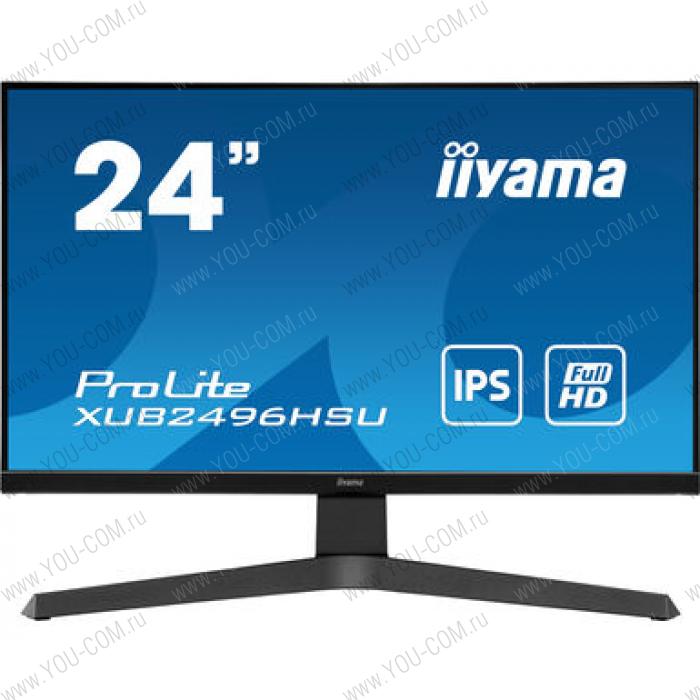 Монитор 23,8" Iiyama ProLite XUB2496HSU-B1 1920x1080@75Гц IPS LED 16:9 1ms HDMI DP 2*USB2.0 80M:1 1000:1 178/178 250cd HAS Pivot Tilt Swivel Speakers Black