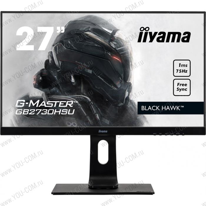 Монитор 27" Iiyama G-MASTER GB2730HSU-B1 1920x1080@60 Гц, TN, 1 мс, 1000:1, 250 Кд/м², 170°/160°, HDMI, VGA, DisplayPort, USB х2 шт, AMD FreeSync,VESA ,динамики