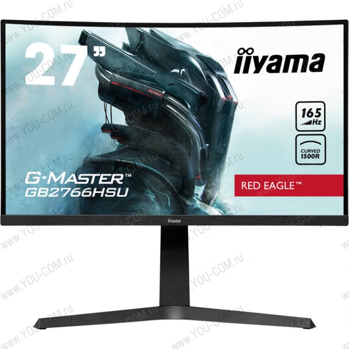 Монитор 27" Iiyama G-MASTER GB2766HSU-B1 Изогнутый 1500R 1920x1080@165Гц IPS LED 16:9 1ms HDMI DP 2*USB2.0 80M:1 3000:1 178/178 250cd HAS Tilt Swivel Speakers Black