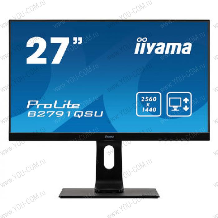 Монитор 27" Iiyama ProLite B2791QSU-B1 2560x1440@75 Гц, TN, 1 мс, 1000:1, 350 Кд/м², 170°/160°, HDMI, DisplayPort, DVI-D, USB х2 шт, AMD FreeSync,VESA,динамики