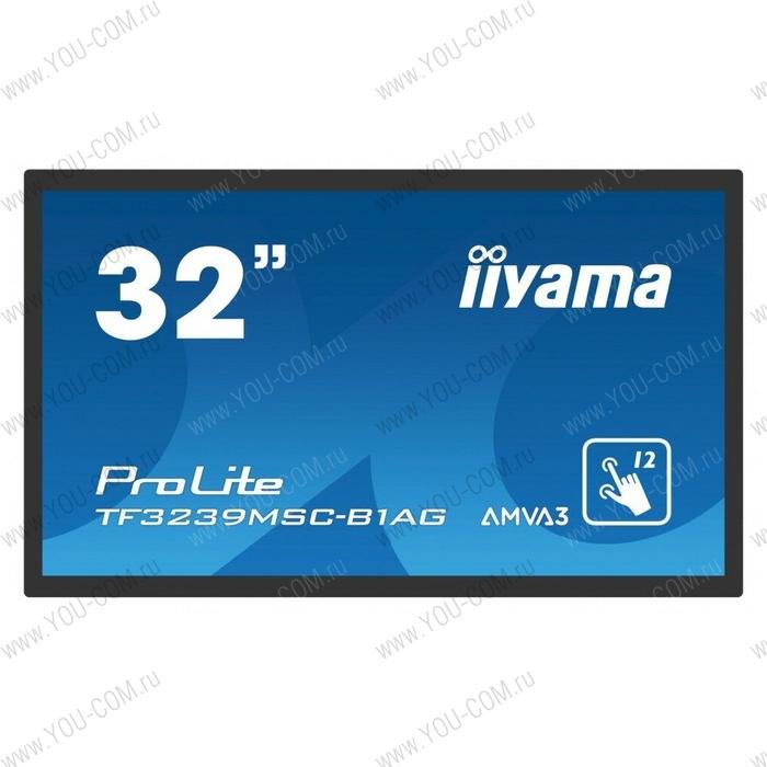 Монитор 31,5" Iiyama ProLite 24/7 TF3239MSC-B1AG 1920x1080@60 Touch (12) AMVA3 LED 16:9 8ms VGA HDMI DP USB Mini jack RS-232c RJ45 80M:1 3000:1 178/178 500cd Speakers Black