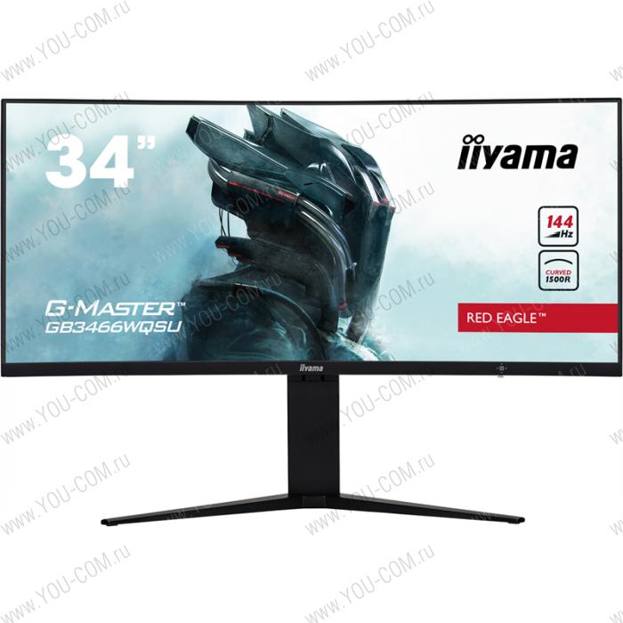 Монитор 34" Iiyama G-MASTER GB3466WQSU-B1 3840x2160@144Гц Изогнутый 1500R VA LED 21:9 1ms HDMI DP 2*USB3.0 80M:1 1000:1 178/178 300cd HAS Tilt 2*Speakers 3Вт Black