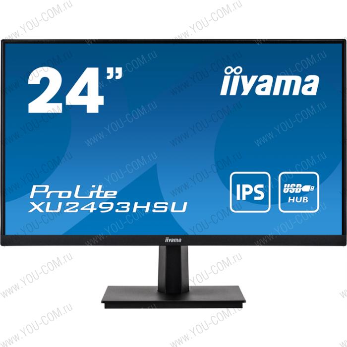 Монитор 23,8" Iiyama ProLite XU2493HSU-B1 1920x1080@75Гц IPS LED 16:9 4ms VGA HDMI DP 2*USB2.0 80M:1 1000:1 178/178 250cd Tilt Speakers Black