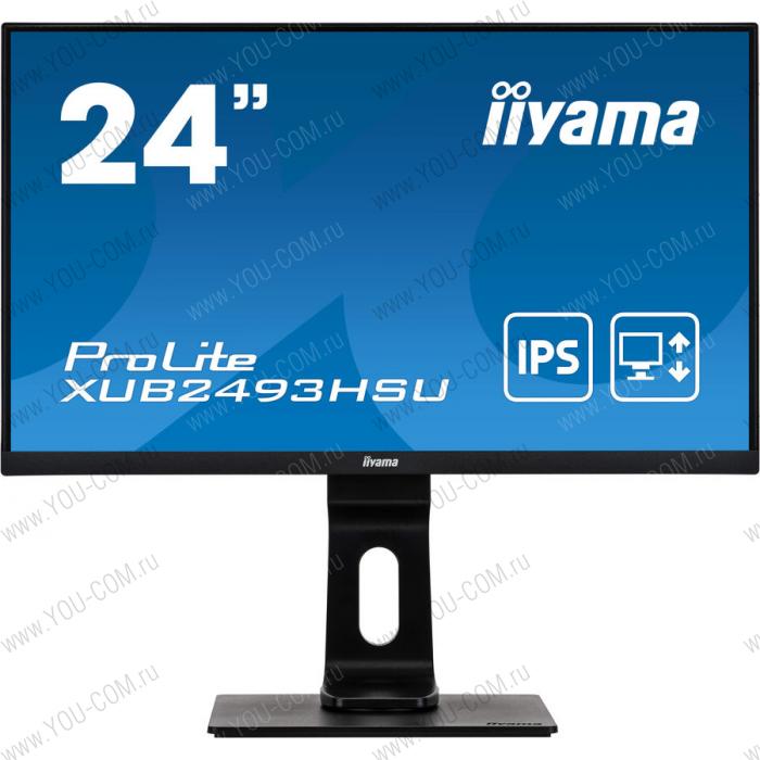 Монитор 23,8" Iiyama ProLite XUB2493HSU-B1 1920x1080@60Гц IPS LED 16:9 4ms VGA HDMI DP 2*USB2.0 80M:1 1000:1 178/178 250cd HAS Pivot Tilt Swivel Speakers Black