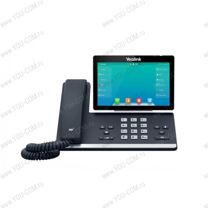 Бизнес-телефон премиум-класса Yealink SIP-T57W  Optimal HD Voice,  HAC,   громкая связь с AEC,  Цветной 7" сенсорный дисплей с разрешением 800x480,  Регулировка уровня наклона экрана,   Передача голоса в формате HD, Технология шумоподавления Yealink Acoustic Shield,  16 учетных записей SIP,  29 экранных сенсорных кнопок с возможностью программирования,  Встроенный Bluetooth,  Встроенный Wi-Fi ,  2 порта Gigabit Ethernet ,  USB-разъем для записи разговоров и подключения USB-гарнитуры и пр.,  Аудиокодек: Opus, G.722, PCMA, PCMU, G.729A / B, G.726, G.723.1, iLBC,  Двухпортовый гигабитный Ethernet,  Питание через Ethernet (IEEE 802.3af), класс 3,  1 порт USB (совместимый с 2.0),  1 порт RJ9 (4P4C) для трубки,  1 порт RJ9 (4P4C) для трубки,  1 порт для гарнитуры RJ12 (6P6C),  До 4 беспроводных трубок DECT,  до 4 одновременных звонков,  Поддержка телефона Yealink W52H / W53H / W56H / DD,  Ведомая трубка для Master Deskset