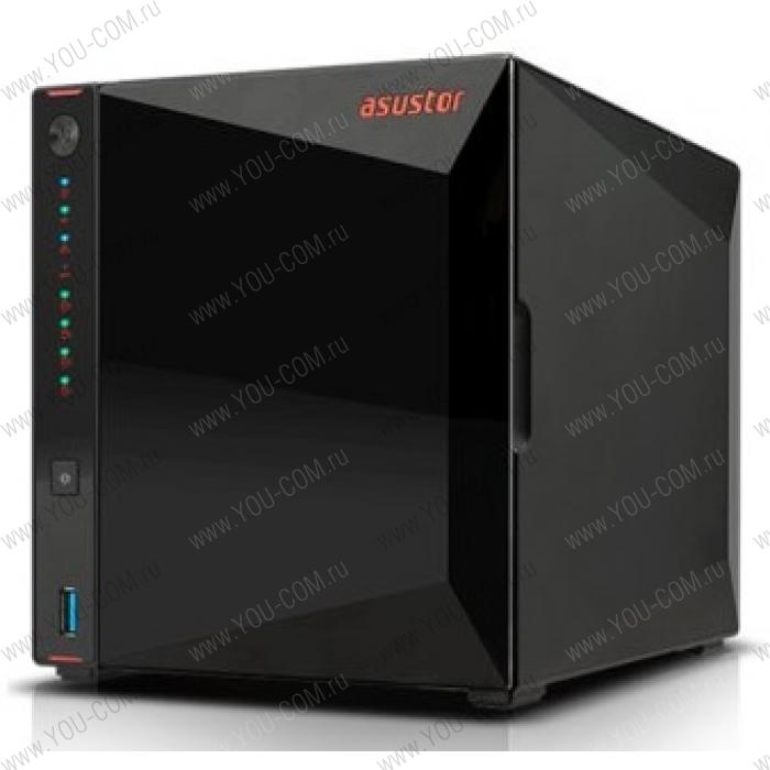 Хранилище HDD ASUSTOR AS5304T 4-Bay NAS/Media player/Intel Celeron J4105 1.5GHz, up to 2.5 GHz(Quad-Core), 4GB SO-DIMM DDR4, noHDD(HDD,SSD),/2x2,5GbE(LAN)/3xUSB3.2,HDMI/4ip camera license ; 90IX0181-BW3S10