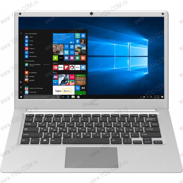 Ноутбук IRBIS NB243, 14" (1920x1080IPS), Intel Celeron N3350 2x2, 4Ghz, 4096MB, 64GB, cam 0,3MPx, Wi-Fi, jack 3.5, 5000 mAh, Metal, Silver, Win10, 