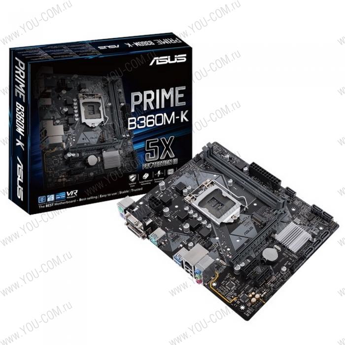 PRIME B360M-K LGA1151 micro-ATX 2xDDR4 PCIEx16 2xPCIEx1 M.2 VGA DVI GLAN RTL {10} (989502)