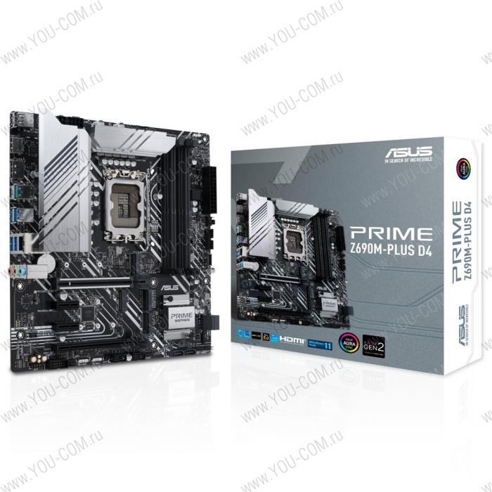 PRIME Z690M-PLUS D4 LGA1700 micro-ATX 4xDDR4 2xPCIEx16 2xPCIEx1 3xM.2 HDMI DP GLAN RTL {10} (466055)