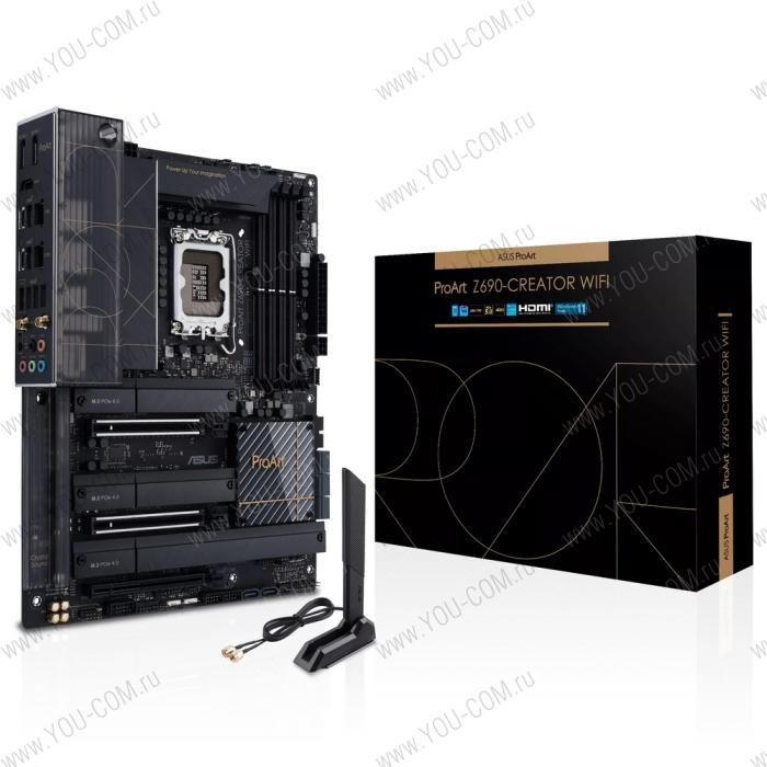 Материнская плата ASUS PROART Z690-CREATOR WIFI, LGA1700, Z690, 4*DDR5, HDMI+DP, CrossFireX, SATA3 + RAID, Audio, Gb LAN, USB 3.2*8, USB 2.0*6, COM*1 header, ATX ; 90MB19H0-M0EAY0