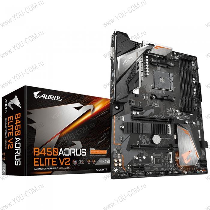 B450 AORUS ELITE V2, Socket AM4, AMD B450, 4xDDR4-2933, DVI-D+HDMI, 2xPCI-Ex16, 2xPCI-Ex1, 6xSATA3(RAID 0/1/10), 2xM.2, 8 Ch Audio, GLan, (4+4)xUSB2.0, (4+1)xUSB3.1, 1xPS/2, ATX, RTL {8}